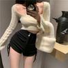 Plus Size Black Pleated Drawstring Shorts - Korean Style Sweet and Spicy Hip-Hugging ElastiFit Slimming Casual Women's Hot Pants