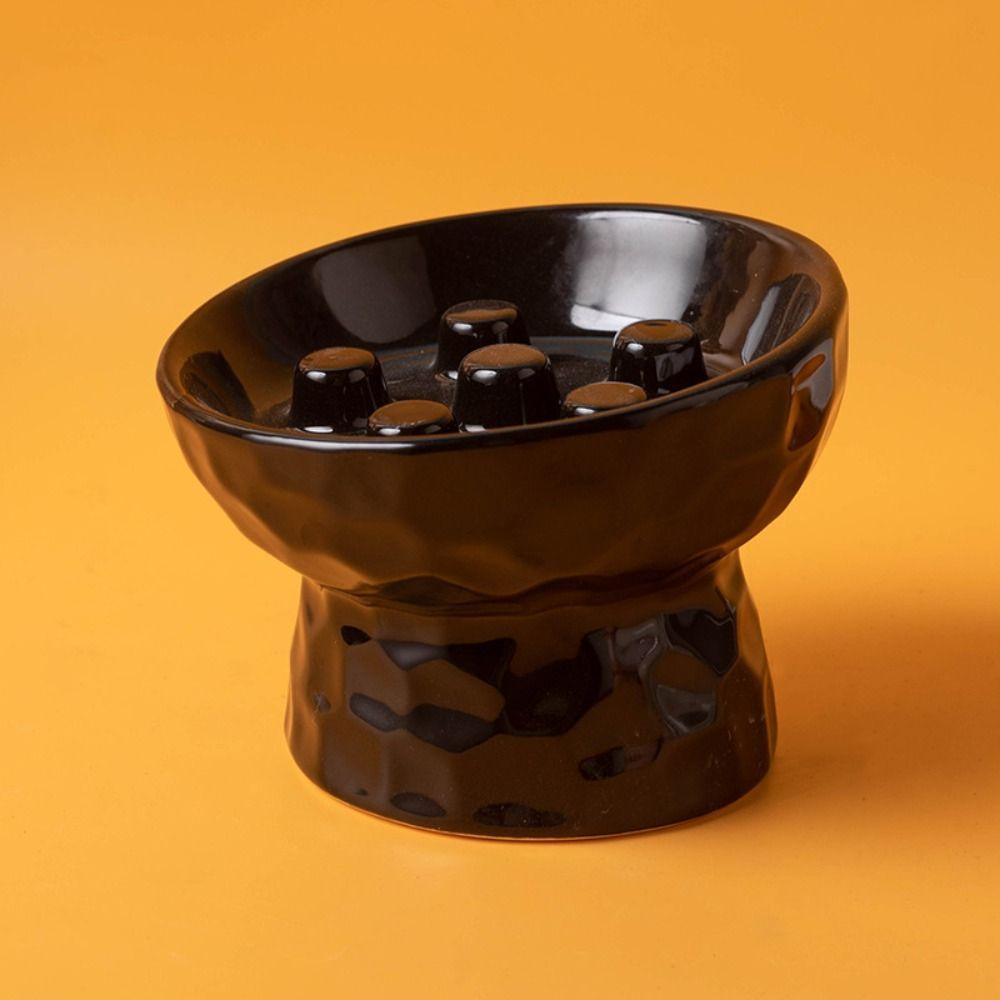 Anti Tipping Pet High Foot Bowl Slanted Mouth Pet Drinking Eating Feeder  for Kitten/Puppy/Bunny