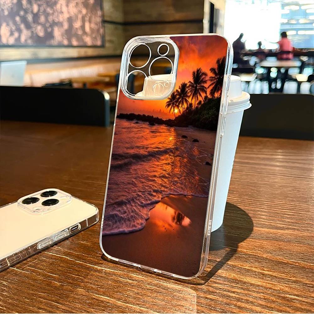 Sunset Phone Case For iPhone17,16,15,14,13,12,11 Plus,Pro Max Soft Transparent Cover