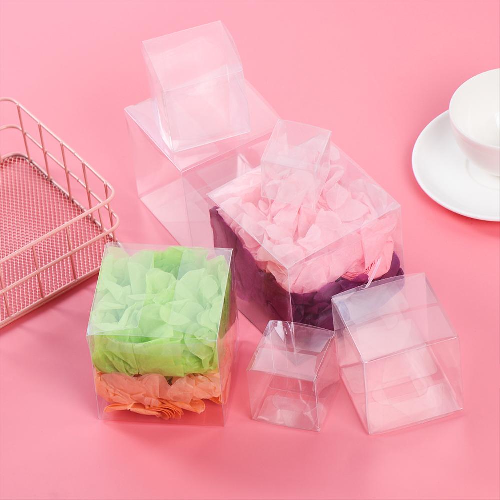 10PCs PVC Square Clear Candy Gift Box Chocolate Candy Boxes Jewelry Storage Boxs Wedding Christmas Packaging Gift Boxs