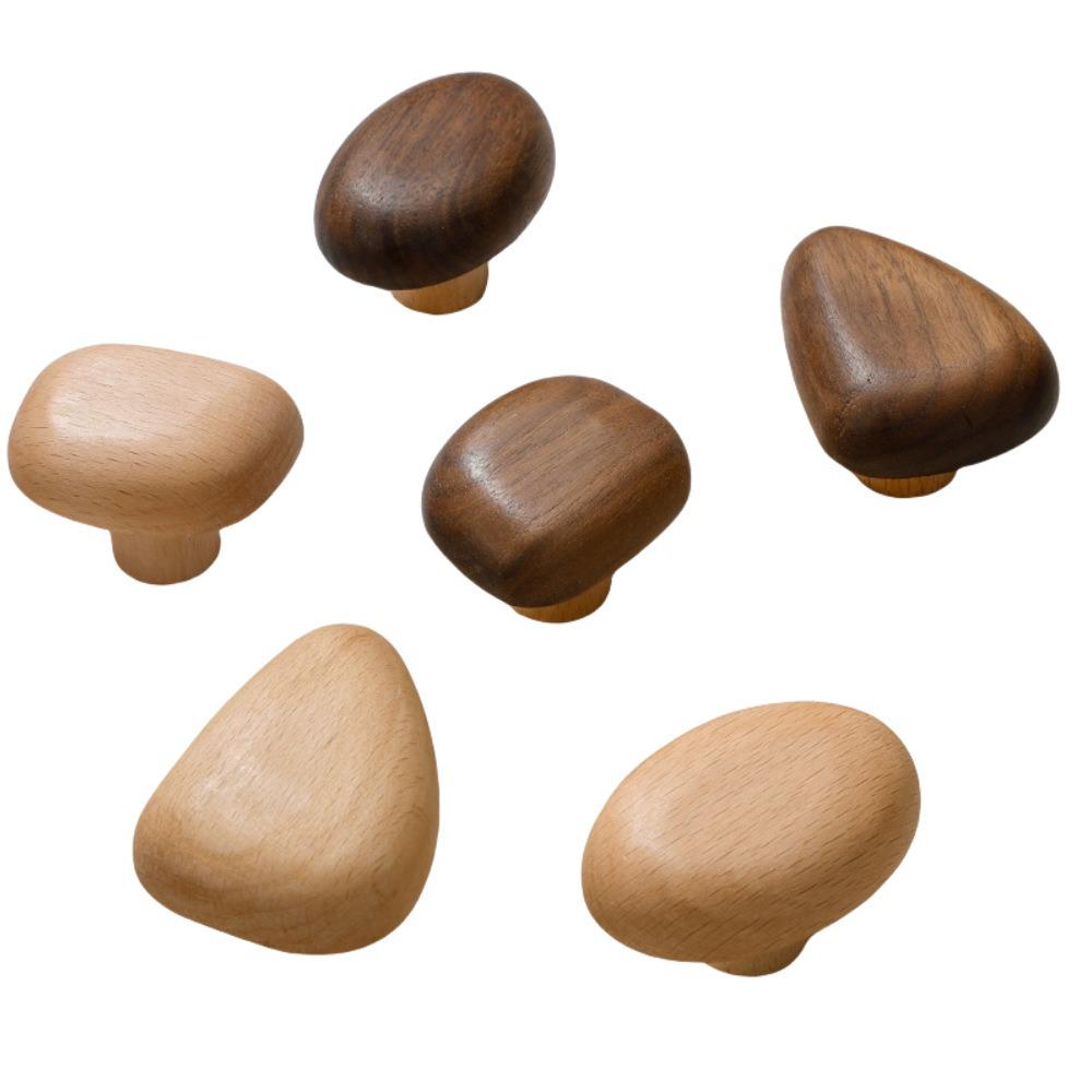 Nordic Solid Wood Bedroom Cabinet with Pebble-Shaped Handles