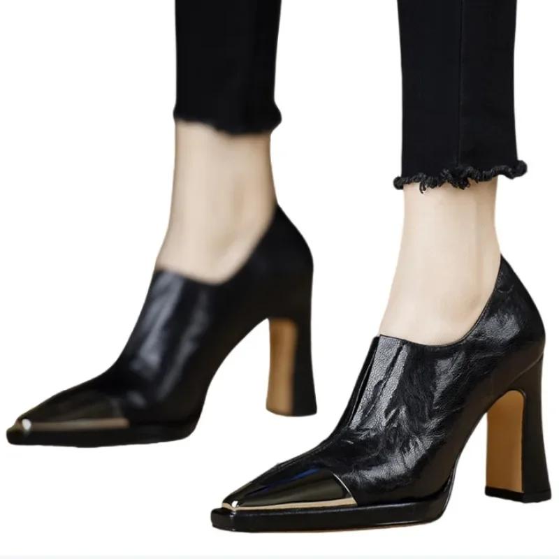 Women High Heel Loafers Pointed Toe Sexy Shoes Retro Fad Designer New Brand Luxury Sandals Hot Sale Zapatillas De Mujer