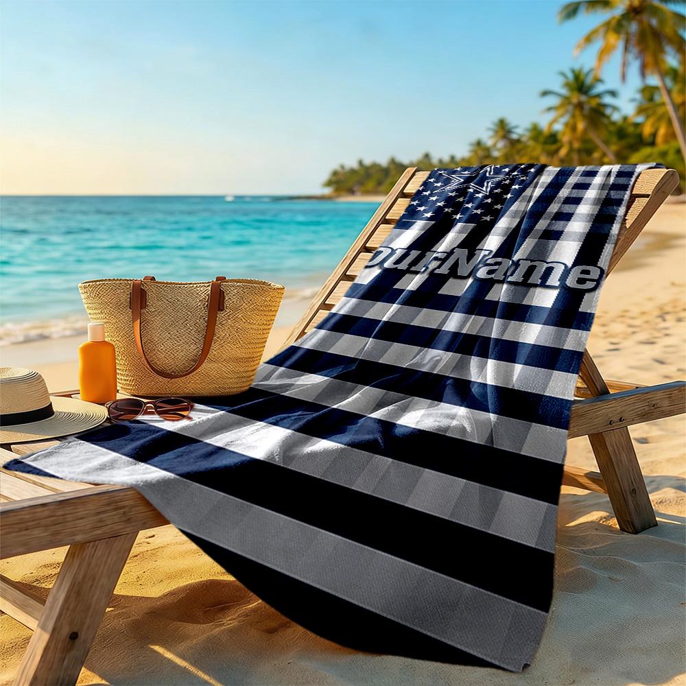 Dallas Customize Text Beach Towel High Absorbency & Quick-Dry Ideal for Travel Outdoor Swim Pool Yoga Surf Camping Hiking Gym Gift Holiday