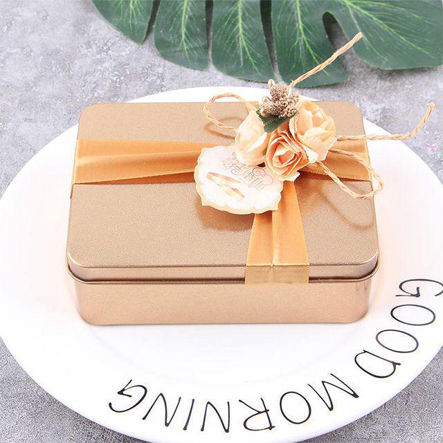 

Customizable Rectangular Wedding Candy and Cigarette Tin Gift Box Set Sample Piece