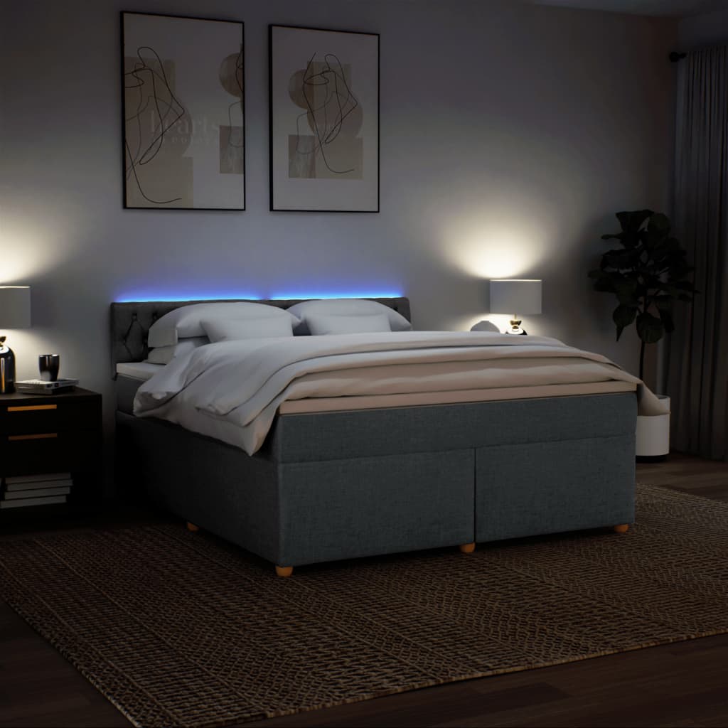 Box Spring Bed with Mattress Dark Grey 180 x 200 cm Fabric