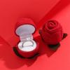 Red Flower Stem Romantic Wedding Ring Holder Velvet Engagement Rings Box Jewelry Box  Gift Box
