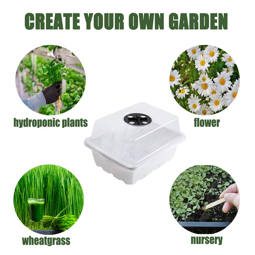 Seed Tray 12 Holes Cell Propagator Growth Thickening Seedling Start Growth Tray with Humidity Dome  For Greenhouse Plants