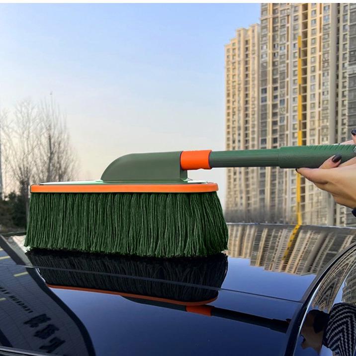 Car Dust and Snow Cleaning Brush with Retractable Rod