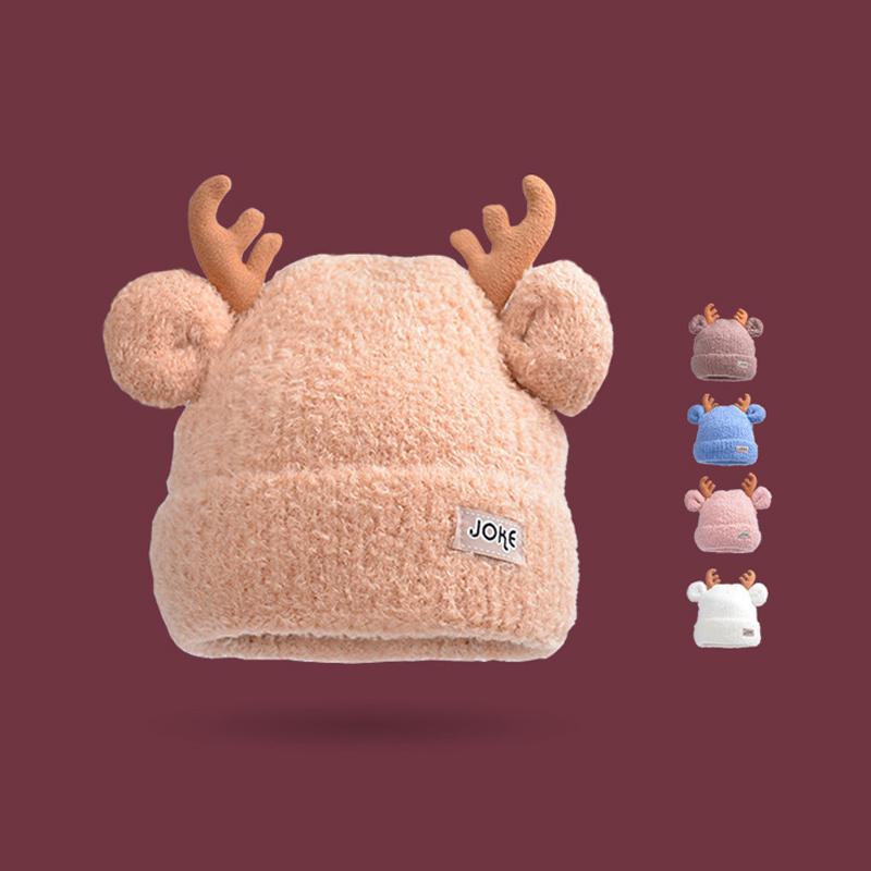 

Winter Christmas Antler Knitted Wool Hat Women s Warm Cap синій