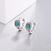 New Original Inlaid Turquoise 925 Sterling Silver Jewelry Retro Simple Geometric Earrings 3287
