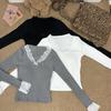 2024 Women's Slim Lace Patchwork Sweater: Elegant, High-End Autumn/Winter Style