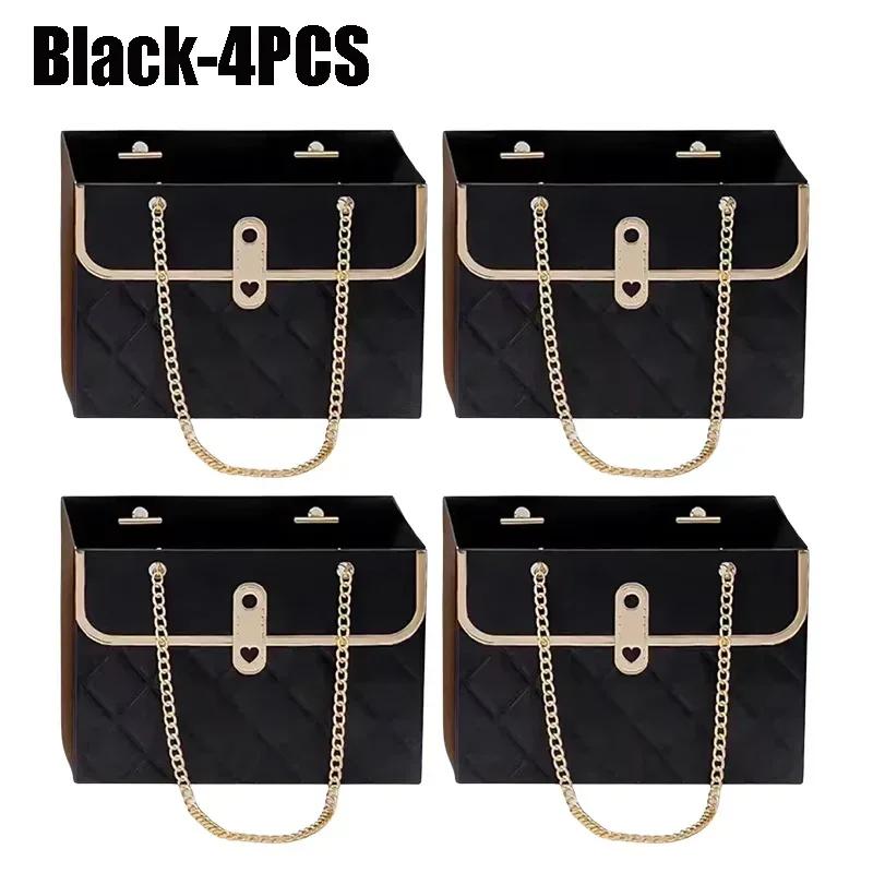 

Коробки для цветов для композиций с металлической цепочкой, пакеты для цветов для букетов, маленькая милая сумочка, бумажная подарочная коробка, флористическая упаковочная сумка-тоут