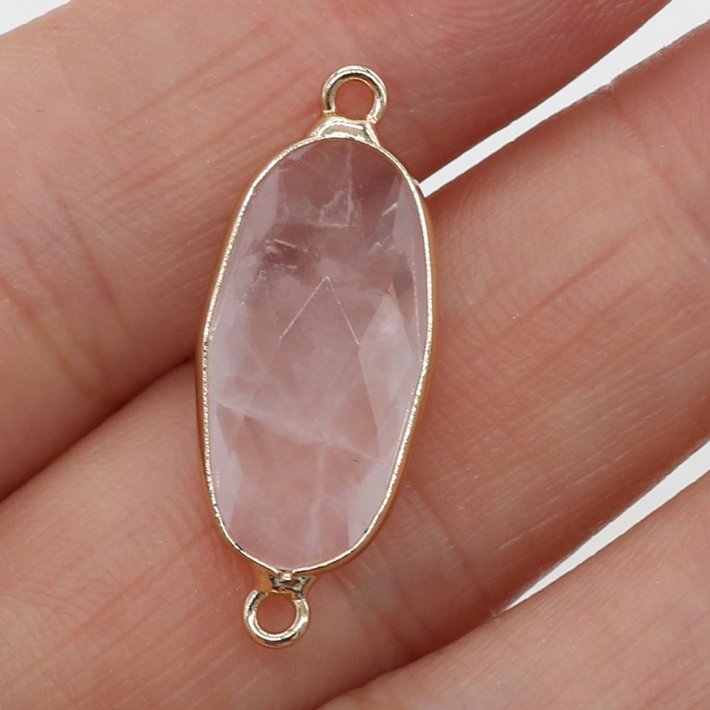 1/5 buc, Pandantiv Cristal de Vindecare Reiki Conector Oval, Energie Piatră Naturală Ametist Gemă Farmec Conector pentru Confecționare Bijuterii DIY Colier Brățară