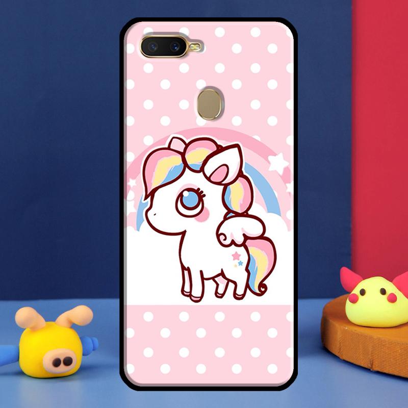 Cute Rainbow Unicorn Case For Oppo A16 A76 A96 A58 A78 A98 A5 A9 A91 A15 A17 A77 A52 A72 A74 A94 A54S A57S Cover