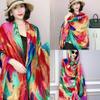 Cotton Spring Silk Scarf Breathable Big Pattern Headscarf Fashion Square Hijab Scarf  Beach