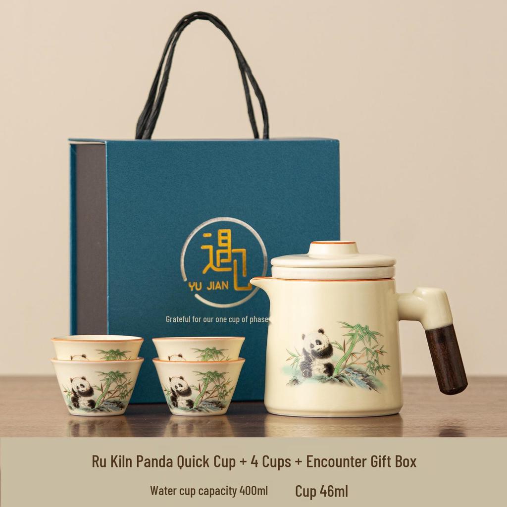 Portable Travel Tea Set: Quick-Brew Pot with Four Cups, New Style for Young People On the Go