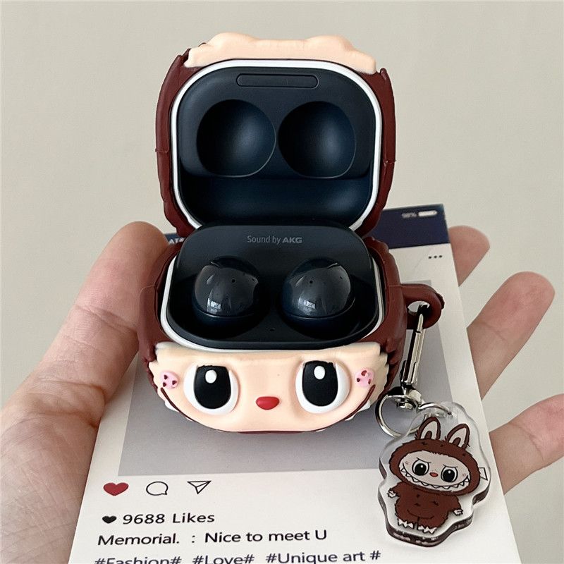 Labubu Toy Silicone Shockproof Protective Earphone Cover Case For Samsung Galaxy Buds FE/2 Pro/2/Pro/FE Case With Keychian