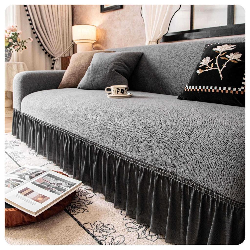 Retro High End Winter Plush Skirt Sofa Cover All Inclusive Universal Cover Anti Cat Scratch Cloth Sofa Cover