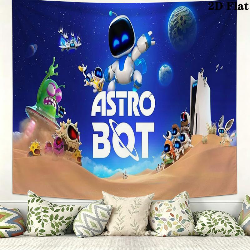 Astro Bot Wandteppich Ästhetische Wandbehang Bedruckter Stoffdecke Dekorative Wandteppiche für Schlafzimmer Wohnzimmer Heimdekoration