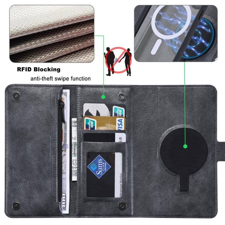 ViLi GV Series MagSafe Magnetic Zipper Leather Phone Case