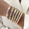 Elegant Enamel Dropped Glaze Flower Texture Bracelet For Women Retro Gold Plated Evil Eye Floral Zircon Bangle Party Jewelry