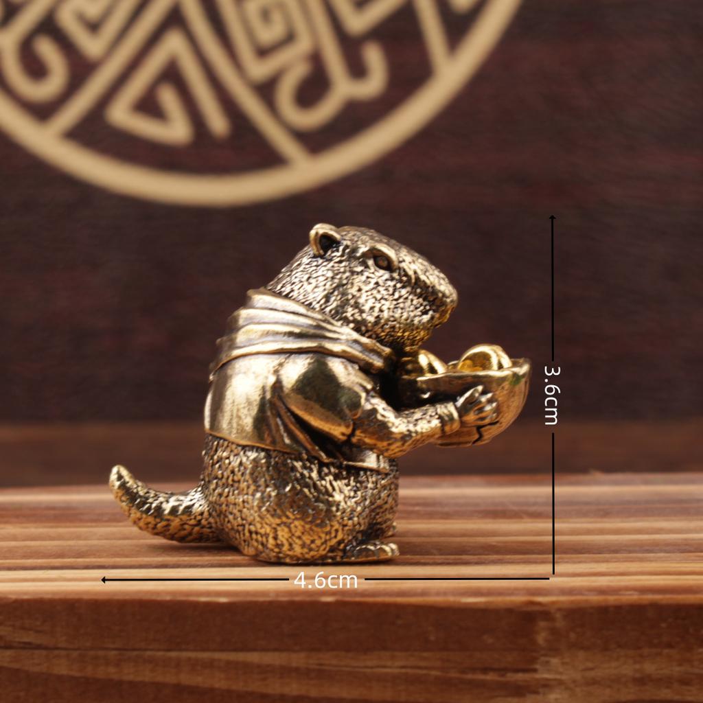 Messing Murmeltier Figur Retro Messing Capybara Statue Niedliche Kleine Tier Miniatur Desktop Ornament Heimdekor Charmante Dekoration
