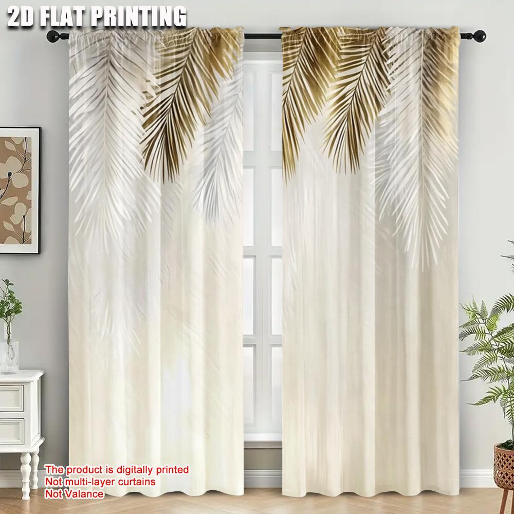 2 Stück 2D-Ebene Druck Vorhänge Rollos Gelbes Feder Muster Vielseitiger Stoff (ohne Stange) Heimdekoration für die Küche