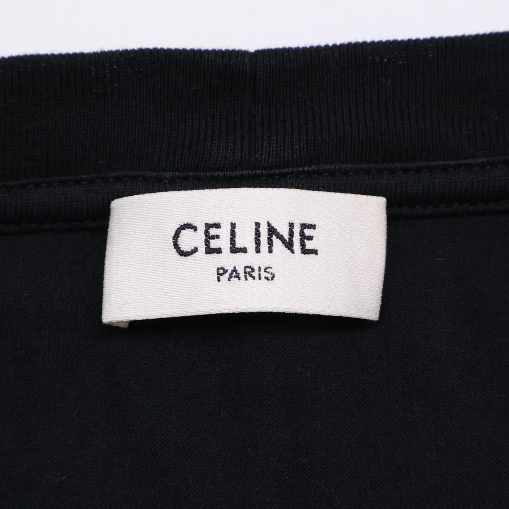 CELINE 2X15M671Q Black Crack Logo Stone Design T-Shirt tops S blackUsed