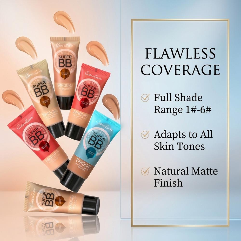 CUTELOVE 6 Colors BB Cream Foundation 24H Hydrating Smooth Natural Coverage Long Lasting