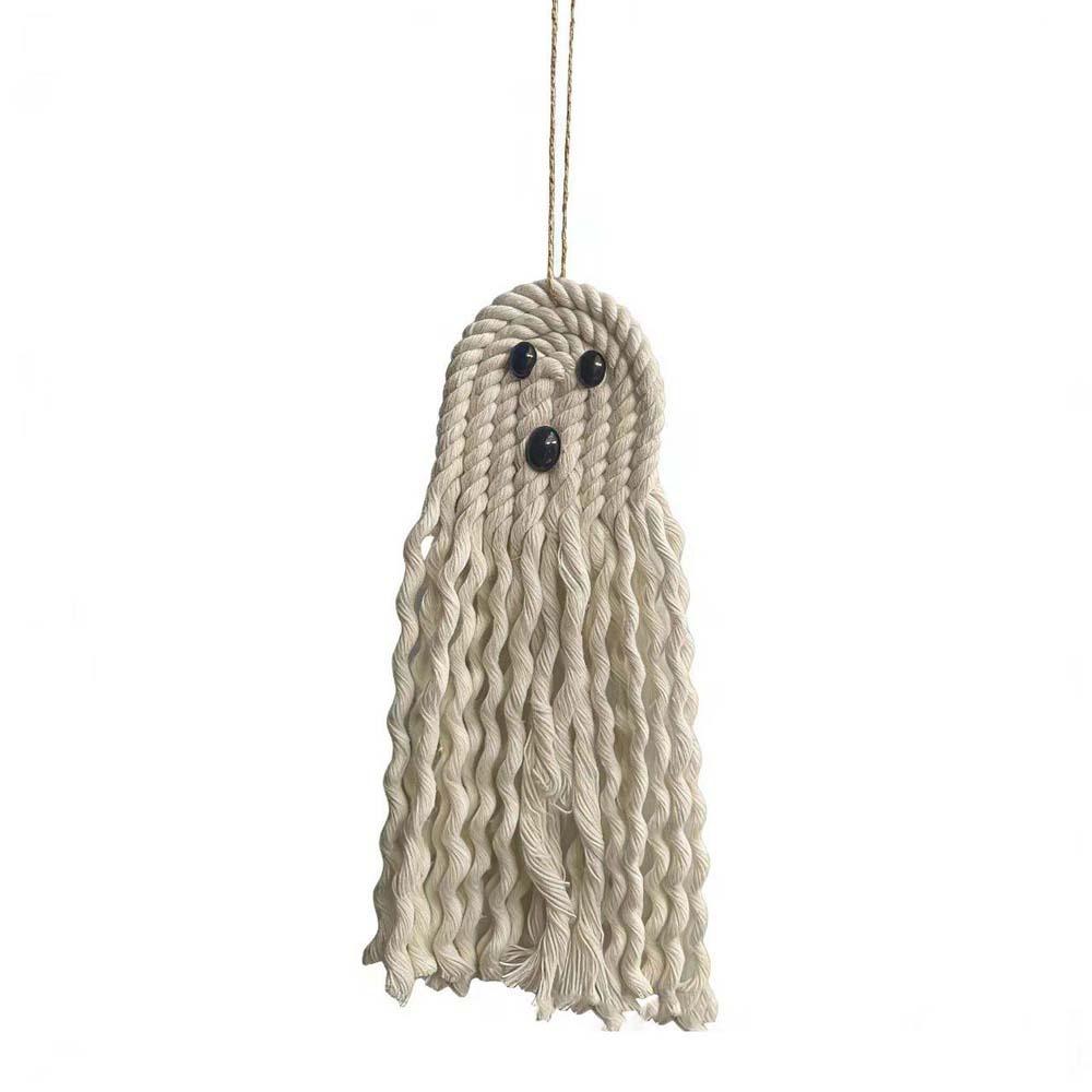 Cute Expression Woven Ghost Tapestry Woven Craft Cotton Rope Pendant Bat Wall Decor Home Party