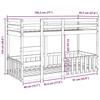 VidaXL Bunk Bed White 90x190 Cm Solid Pine Wood, Low Bunk Bed Frame, Bedroom Furniture, Frame of 3308593