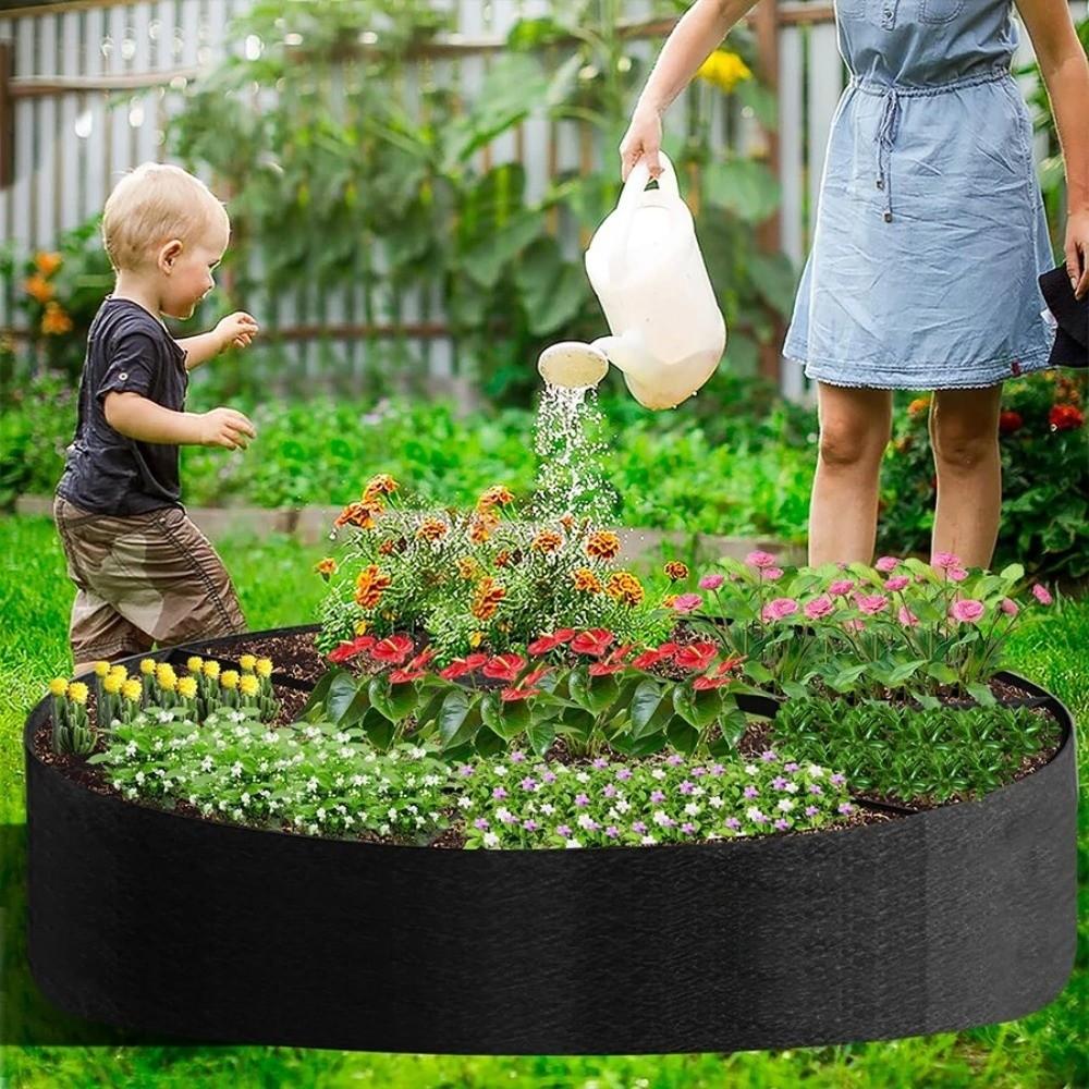 Felt Nonwoven Outdoor Garden Planter Round Flower Pot Garden Planting Bed