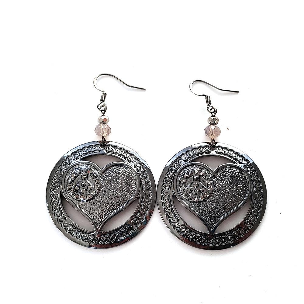 

Женские серьги-сердечки со стразами и знаком мира из цинкового сплава