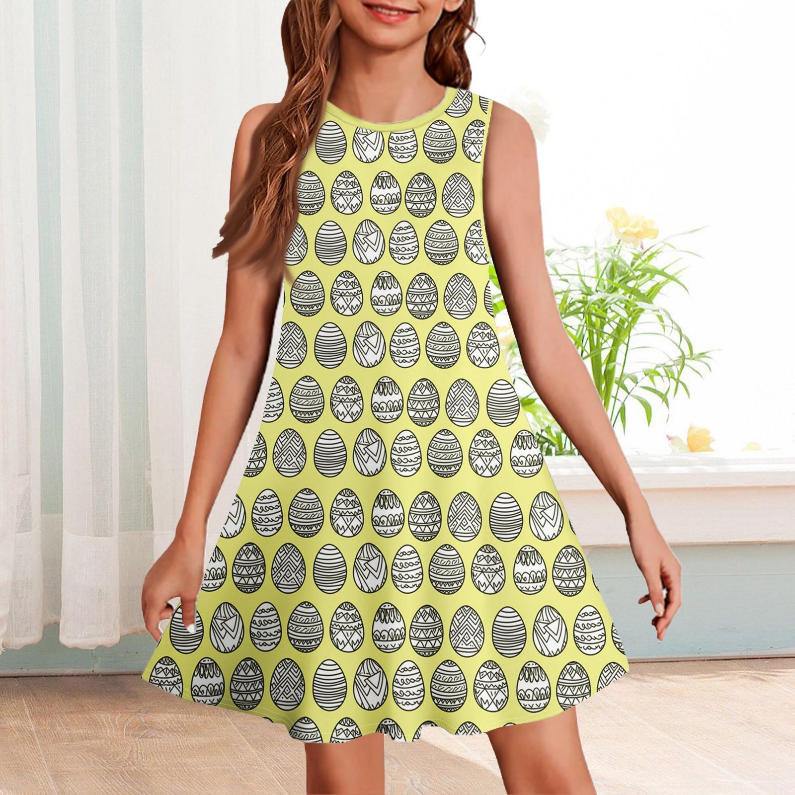 

Летнее платье для девочек без рукавов с принтом в цвете, повседневное платье 160 жёлтый