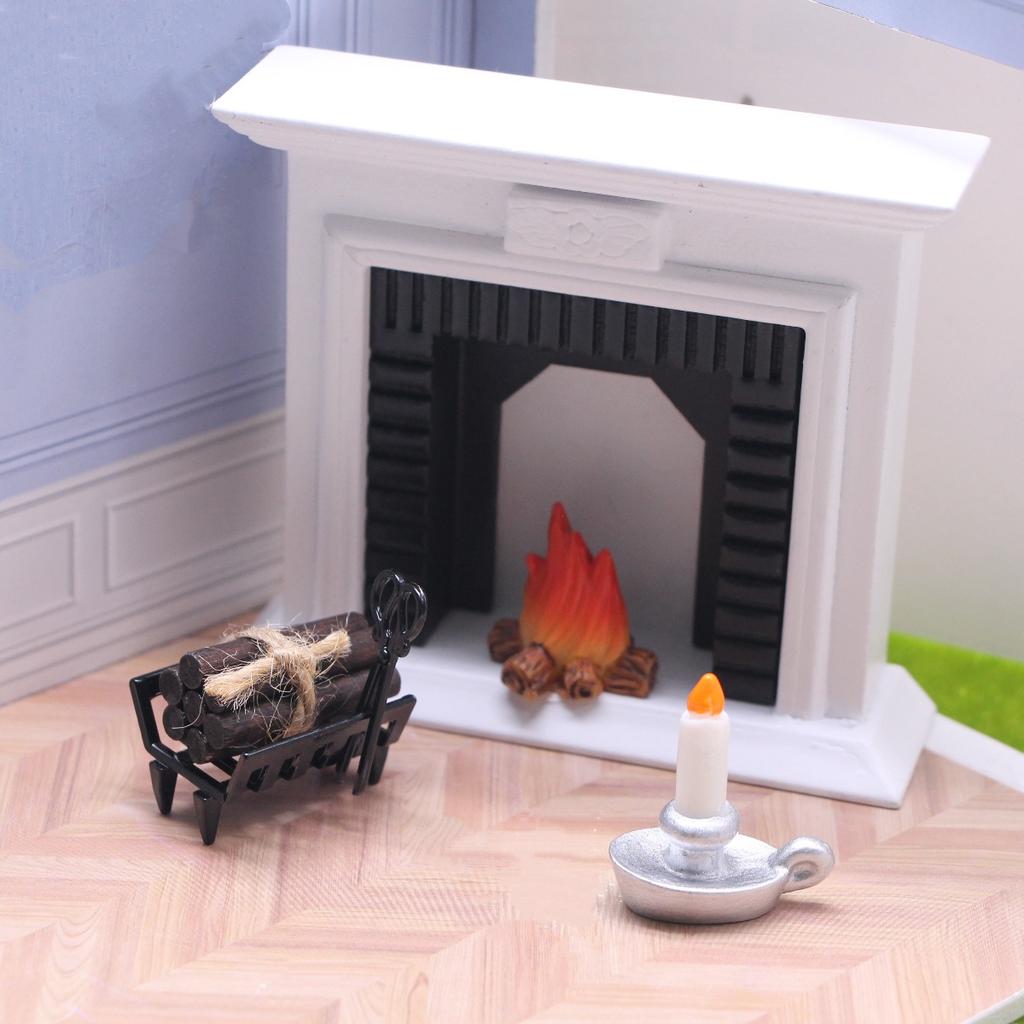 1Pcs Dollhouse Miniature Simulation Furniture Vintage Natural Wooden Fireplace Model Home Creative Adornment Decoration