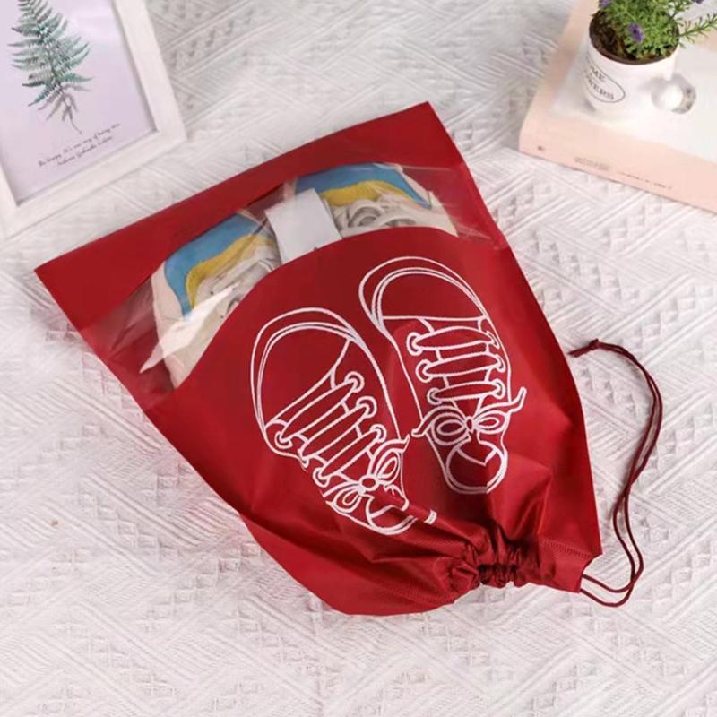 10Pcs/Set Shoe Dust Covers Non-Woven Dustproof Drawstring Clear Storage Bag Travel Pouch Bags Drying Shoes Protect Shoes