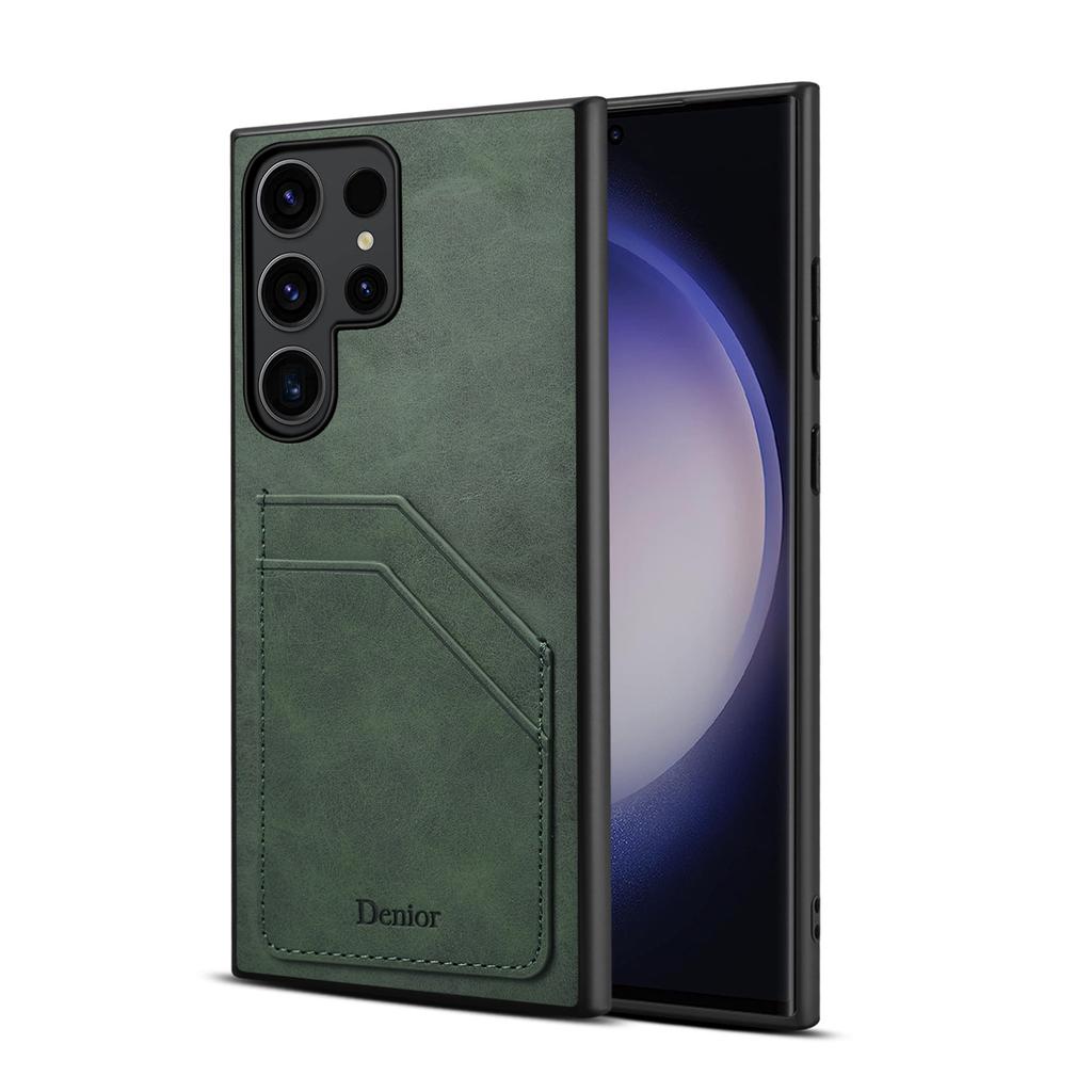 Denior Applicable Samsung S23Ultra Retro Leather Pattern Mobile Phone Case S23FE Card Anti-drop S24 Leather Case A05S
