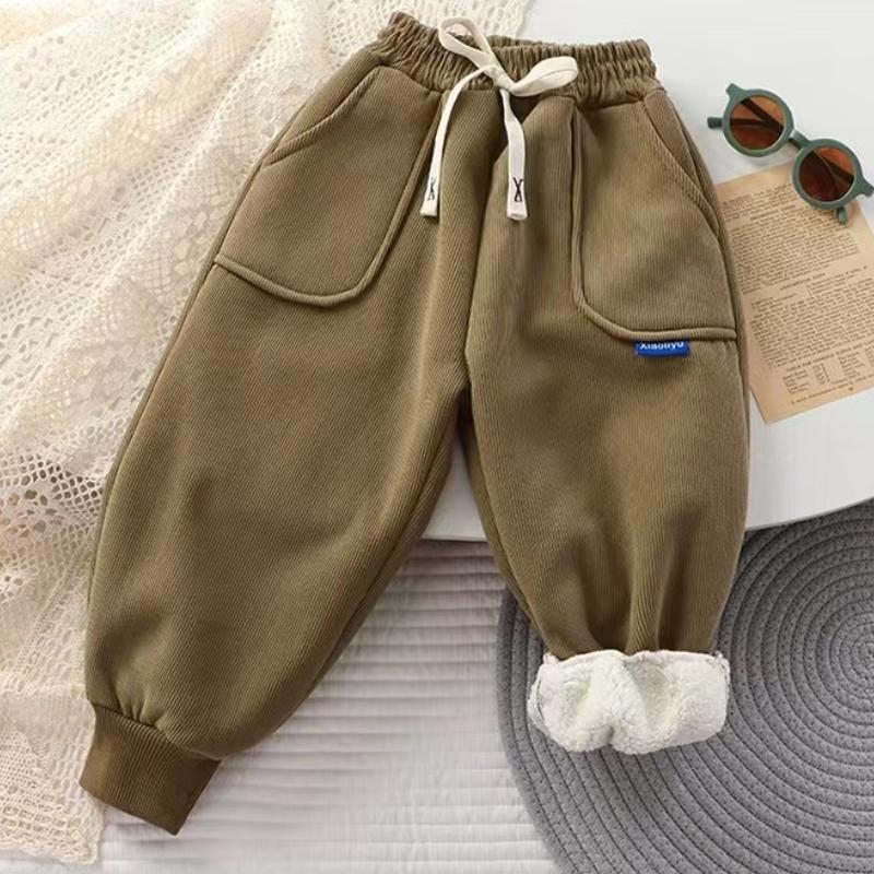 Pantaloni lungi din bumbac catifea pentru băieți și fete pentru toamnă și iarnă, catifea groasă de miel, pantaloni de trening pentru copii, pantaloni casual