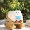 Cute Sit Rocking Chair Succulents Flower Pots with Drain Hole Smile Faces Planter Pot, Cartoon Resin Pot for Indoor