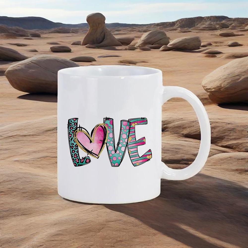 

Кружка с рисунком буквы LOVE, тематическая кофейная кружка в форме сердца, милая кружка для воды с кроличьими ушками, чайная посуда для сладкой любви, праздничные необычные чашки 330ml