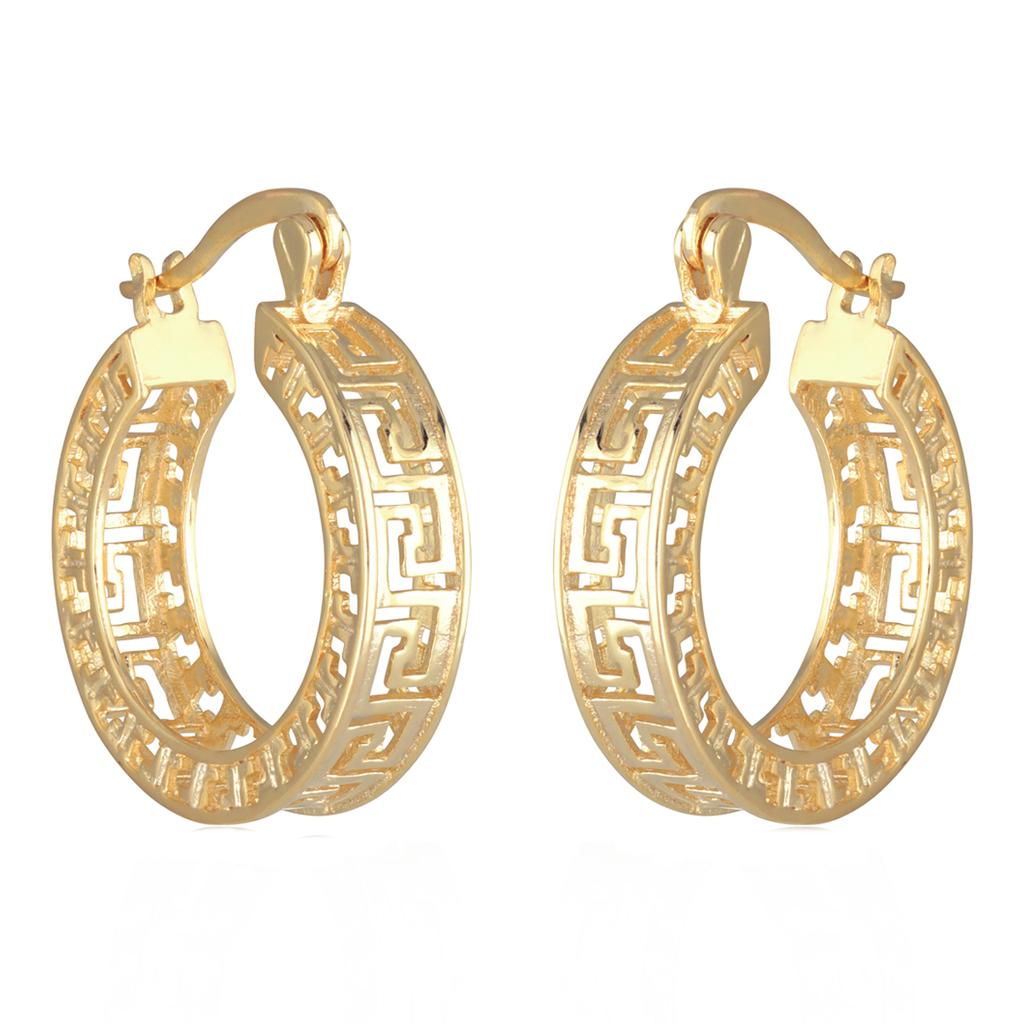 Les Trésors De Lily [Q2662] - Gold Plated 'Rhodes' Hoop Earrings - 20 Mm 5 Mm