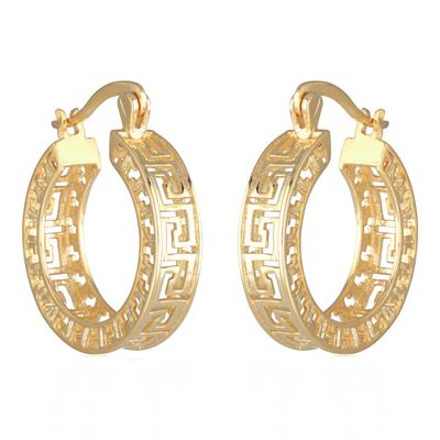 [Q2662] - Gold Plated 'Rhodes' Hoop Earrings - 20 Mm 5 Mm