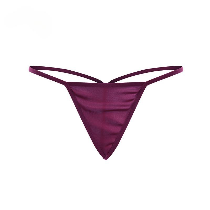

Women’s Sexy G-String Satin Thong Low-Rise Solid Color Lingerie Underwear темно-фіолетовий колір