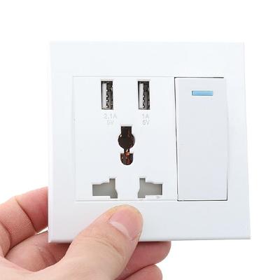 10A Outlet Adapter Port Electrical Equipment Accessories Home Dual USB Plug Power Socket Wall AC DC Charger Switch 86x86mm