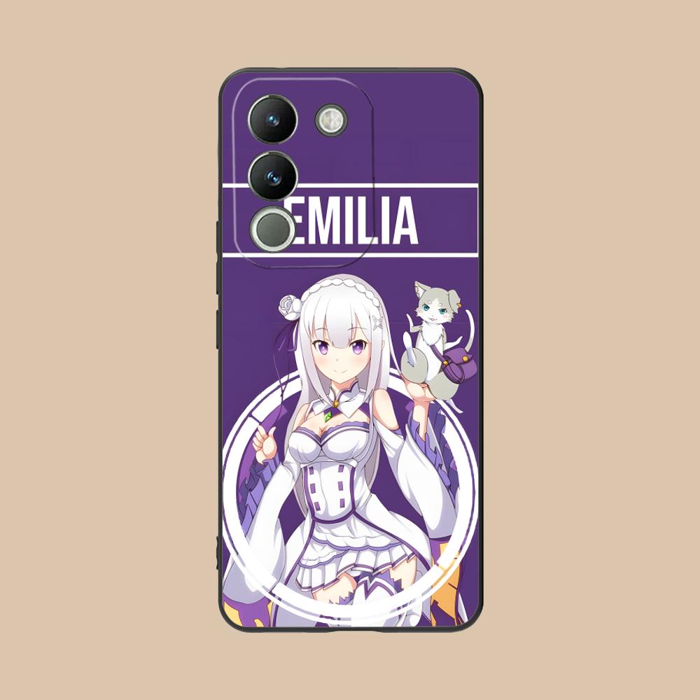 ReZero Emilia Waifu Mobile Phone Case for VIVO V60 V50 V40 V30 V29 V27 V25 V23 Pro Lite 5G Colorful Printing Cover Pretty Luxury