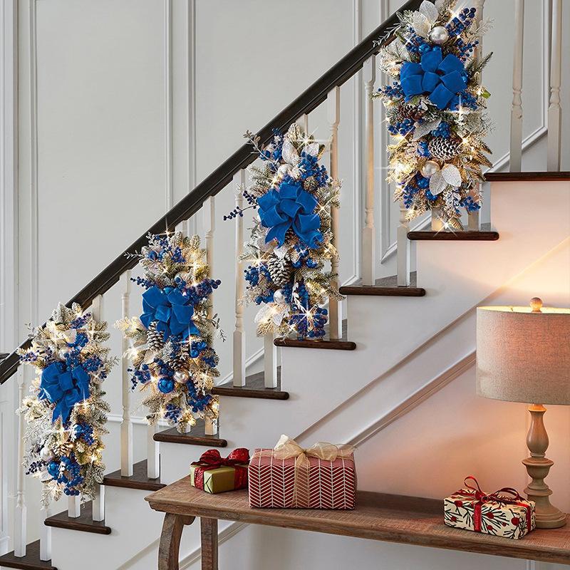 2024 Hanging Stairs Garland Wall Hanging Decor Flowers Artificial Plants Christmas Decorations for Home Wall Artificial Flowers