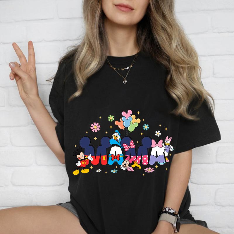 Mama and Friends Printed Womens Summer Fashion TShirt Pure Cotton Short Sleeve Loose Top Casual Clothing