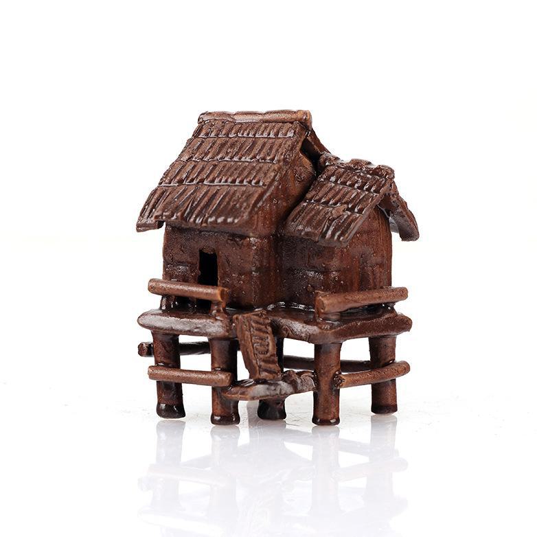 Ceramic Fish Tank Decoration: Water-Absorbing Stone Ornament for Aquariums, Gardens, and Bonsai – Thatched and Bamboo Houses.