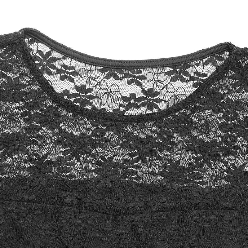 Damen Sommer Einfarbig Slim Sexy Spitze Patchwork Top