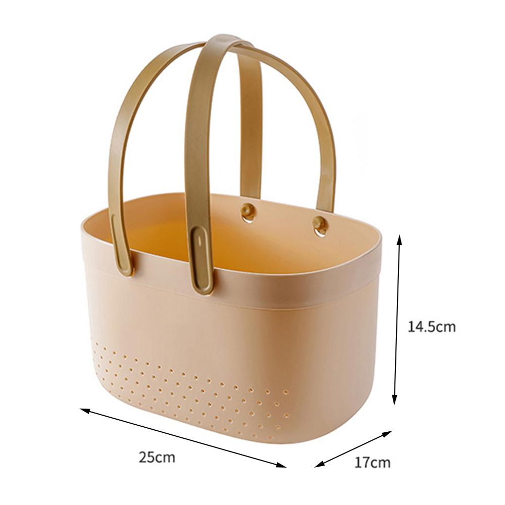 Portable Bath Basket With Handle Large Capacity Hollow Shower Wash Plastic Storage Box Bin Bathroom Kitchen Organizer